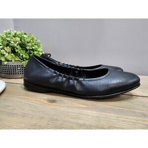 Ecco Incise Enchant Ballerina Flats Black Leather Slip On Size 11 Euro 42